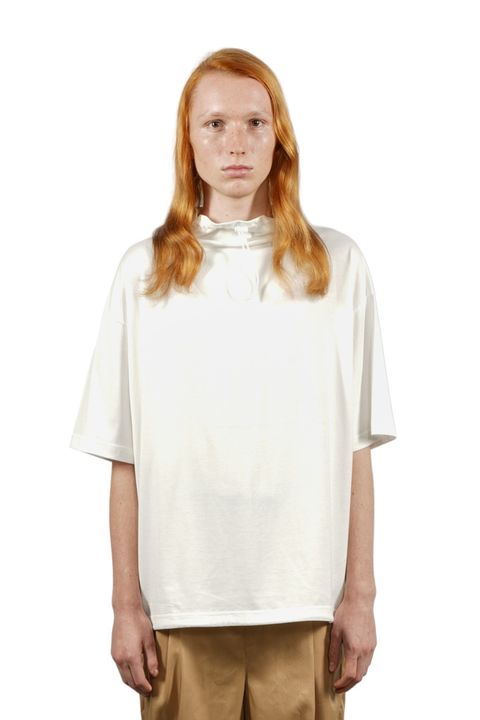 ドローコードモックネックTシャツ WHITE