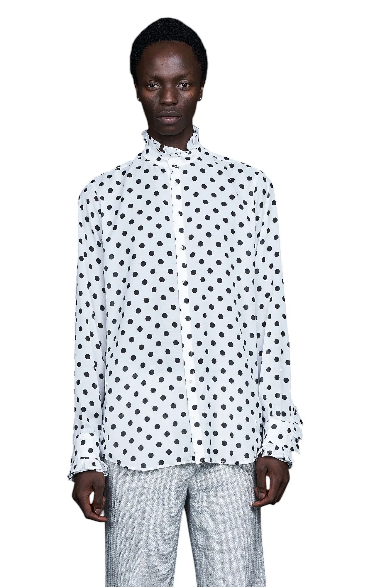 Big Dots Frill Shirt ビッグ ドット フリル ネック シャツ