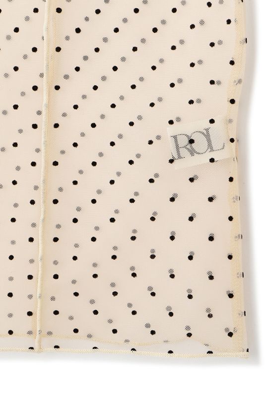 スタンドネック チュール ドット プルオーバー Beige