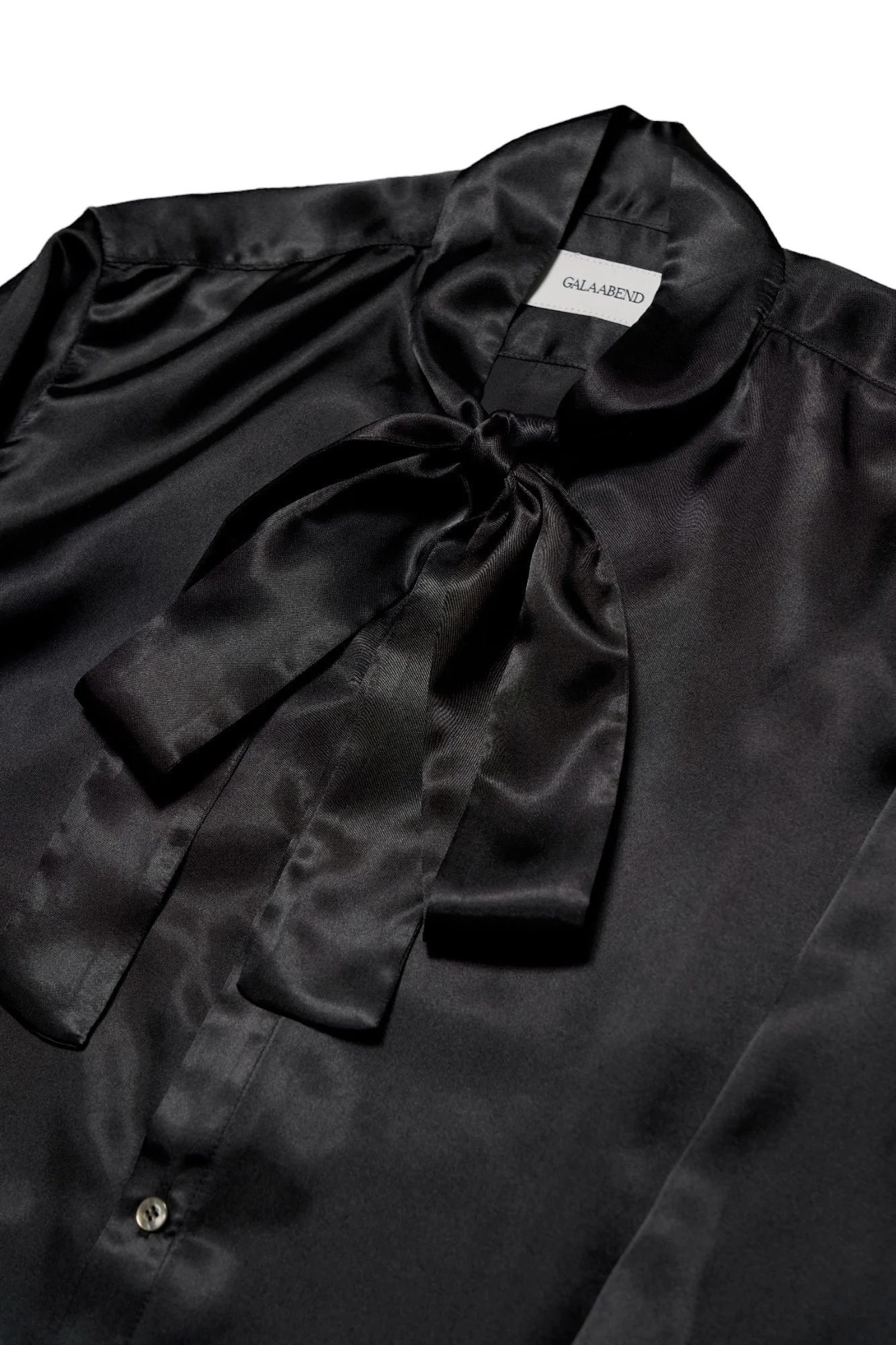 GALAABEND - サテン リボン シャツ Satin Ribbon Shirt Black | 3RD[i]VISION SHOP  サーディヴィジョン ショップ