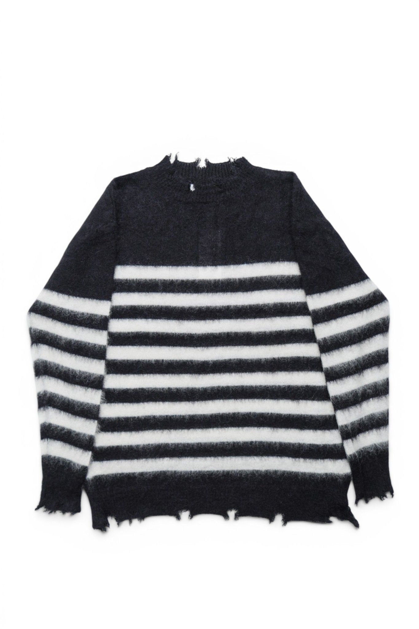 ランダム マリン ボーダーニット Random Marine Border Crashed Knit BLACKxWHITE