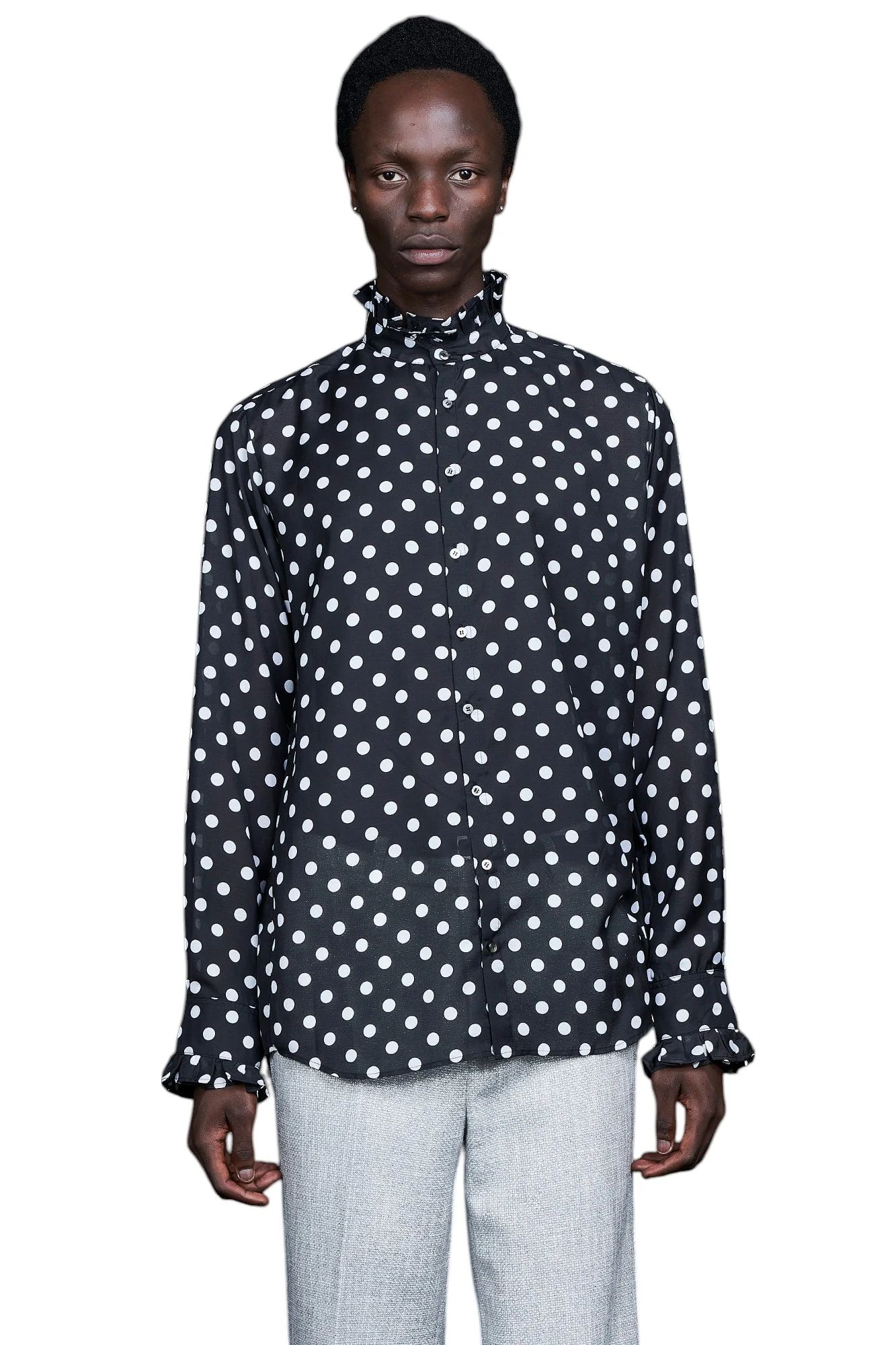 Big Dots Frill Shirt ビッグ ドット フリル ネック シャツ