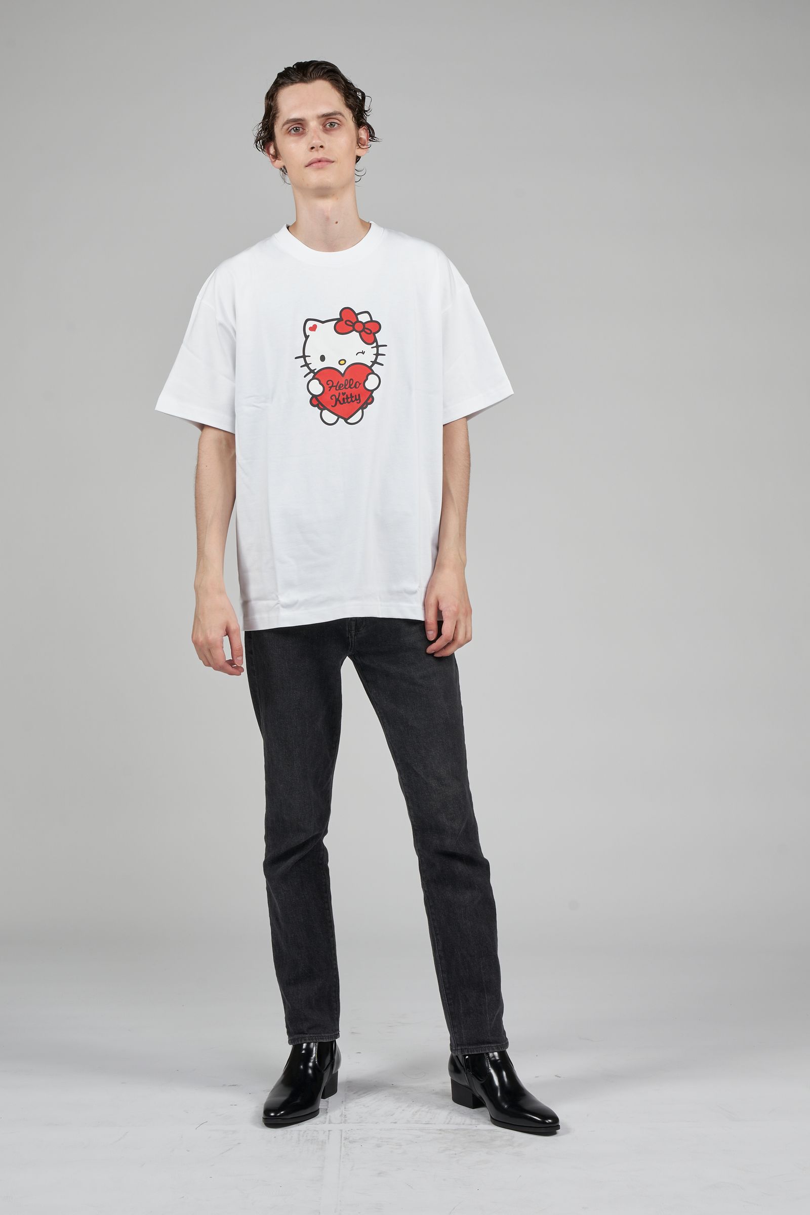 soulland×ハローキティ コラボ ハートプリント 半袖Tシャツ ホワイト