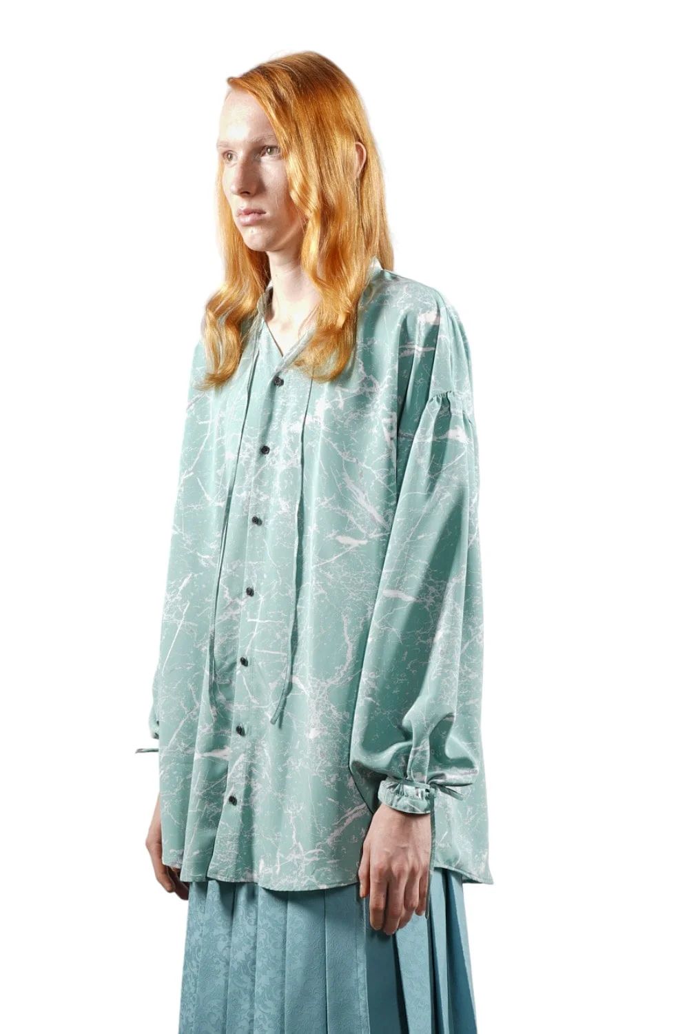 Painted Peach Faille Smock SH PALE BLUE スモック シャツ ペールブルー