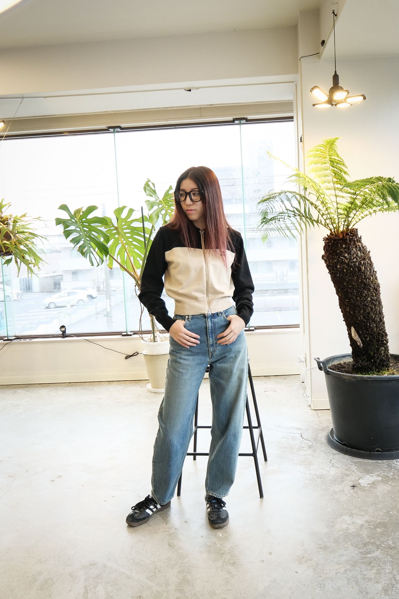 【REST&RECREATION】 2TONE ZIPUP CARDIGAN Blue & Beige