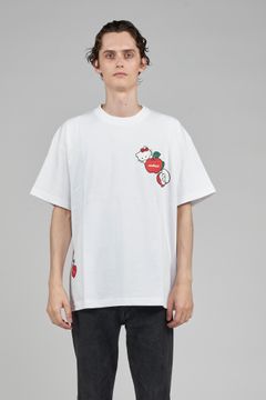soulland×ハローキティ コラボ アップルプリント 半袖Tシャツ ホワイト