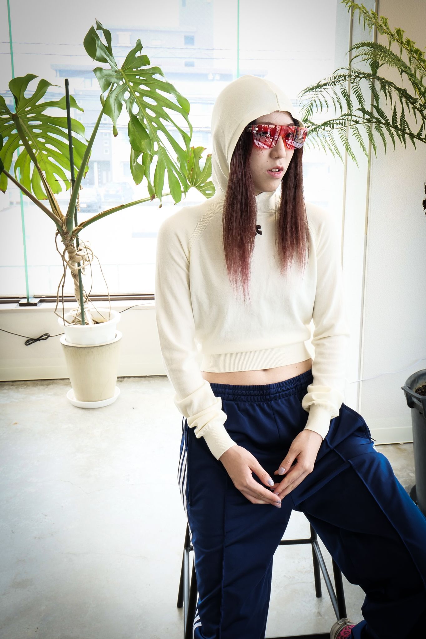 【REST&RECREATION】Knit Hoodie ivory