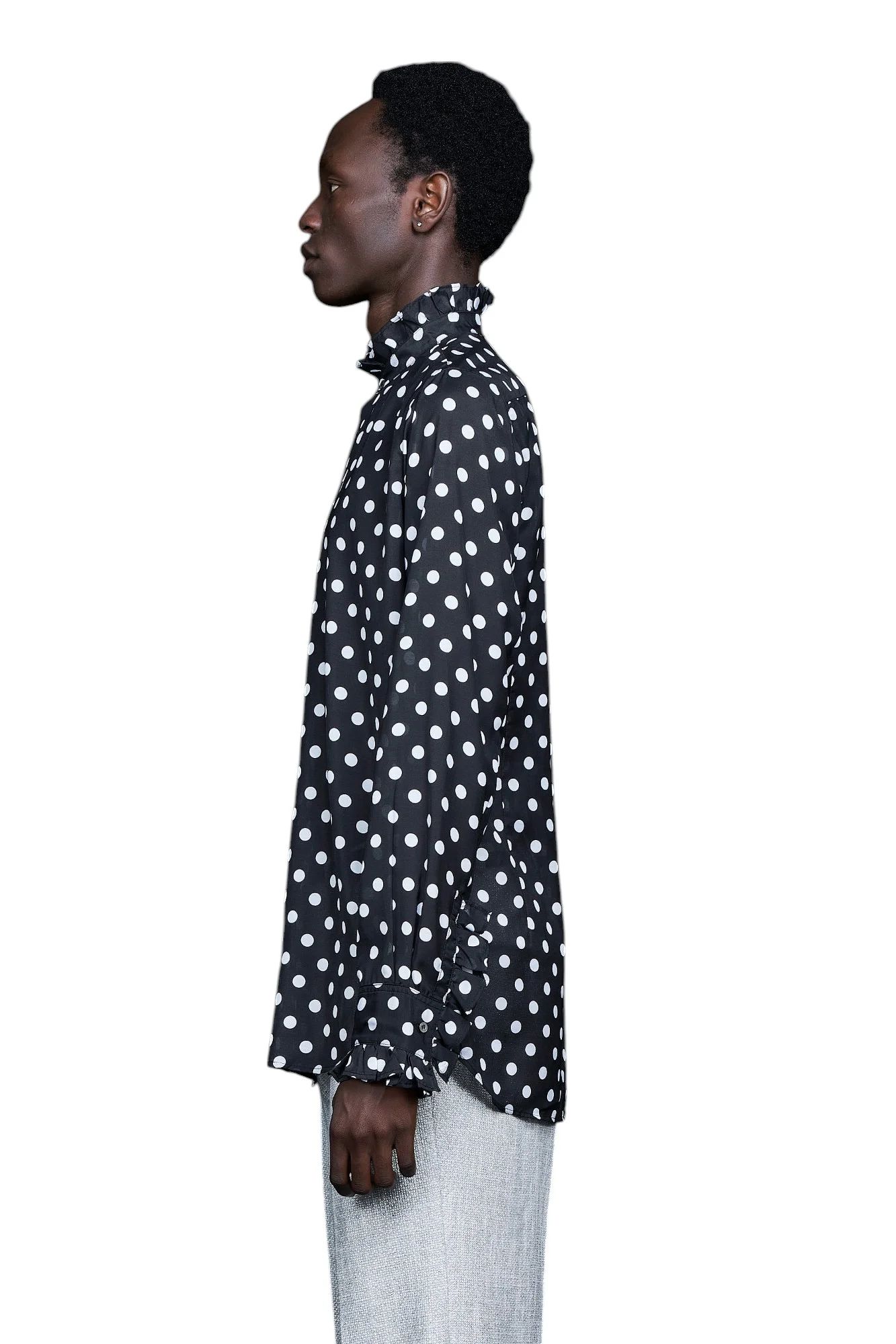 Big Dots Frill Shirt ビッグ ドット フリル ネック シャツ