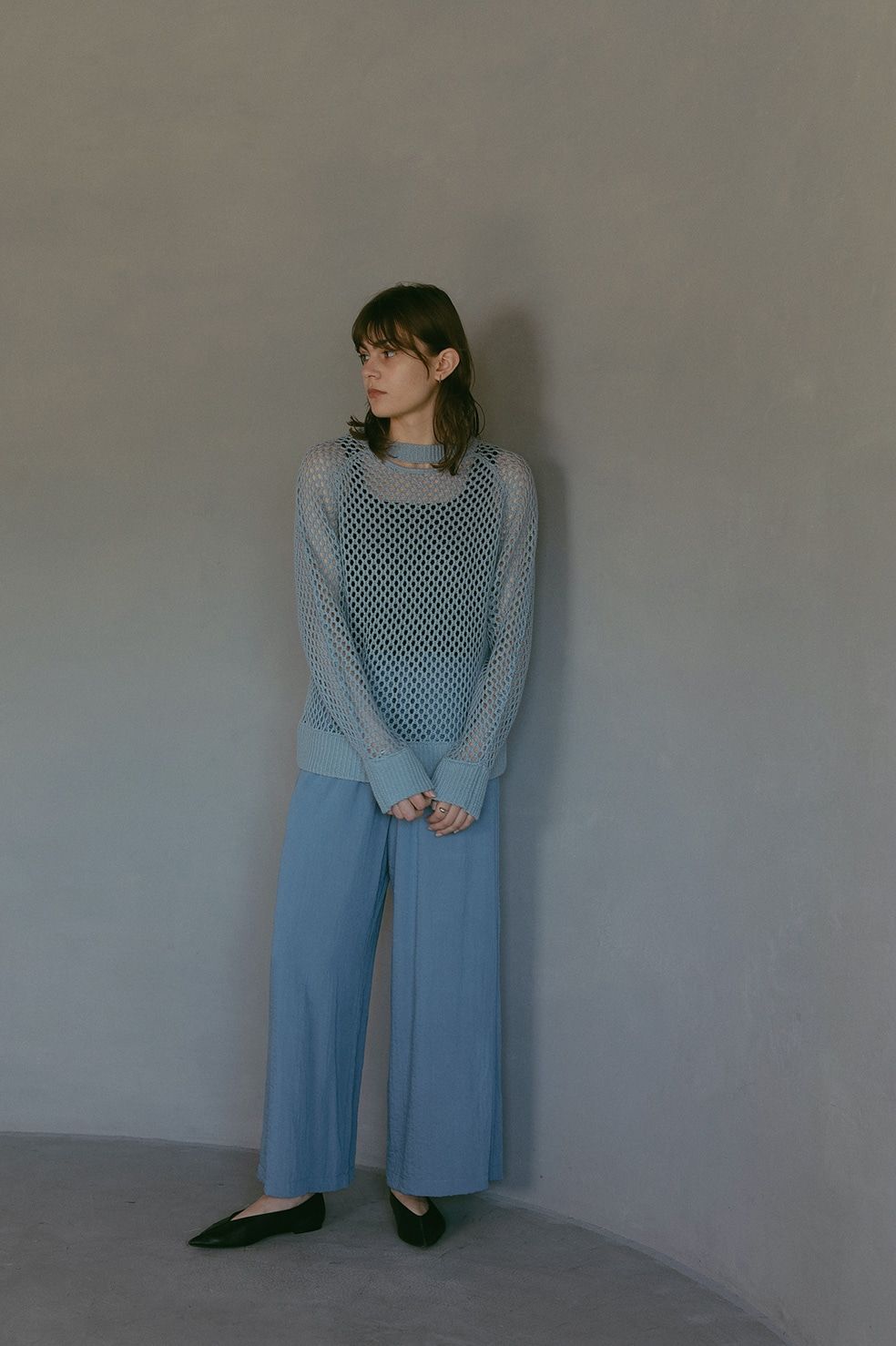 新品 24ss MANOF マノフ メッシュ ニット トップス リネン 麻 セール】メッシュニット（ニット/セーター）｜MANOF（マノフ