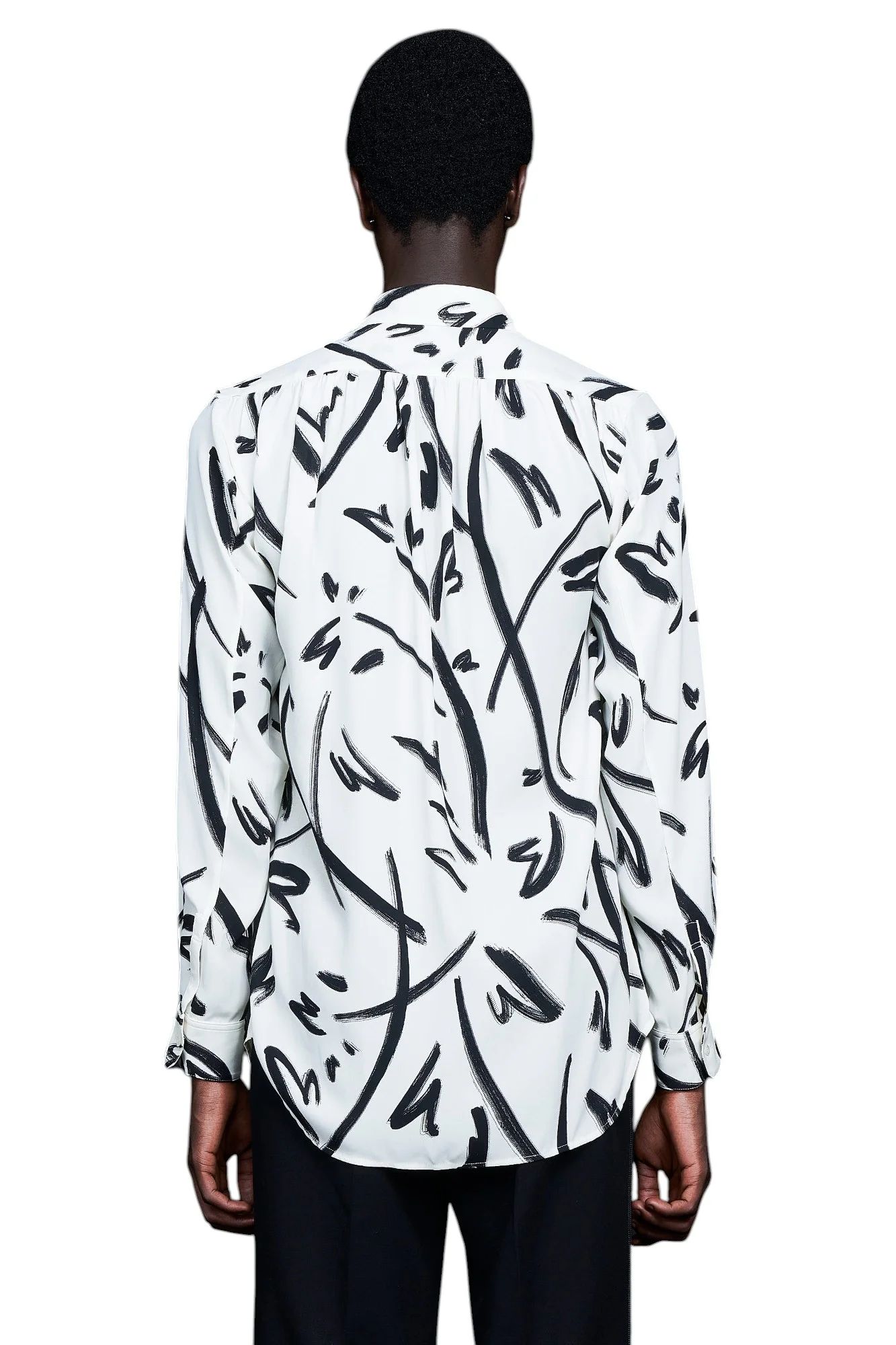 Hand paint Gather Regular Shirt WHITE