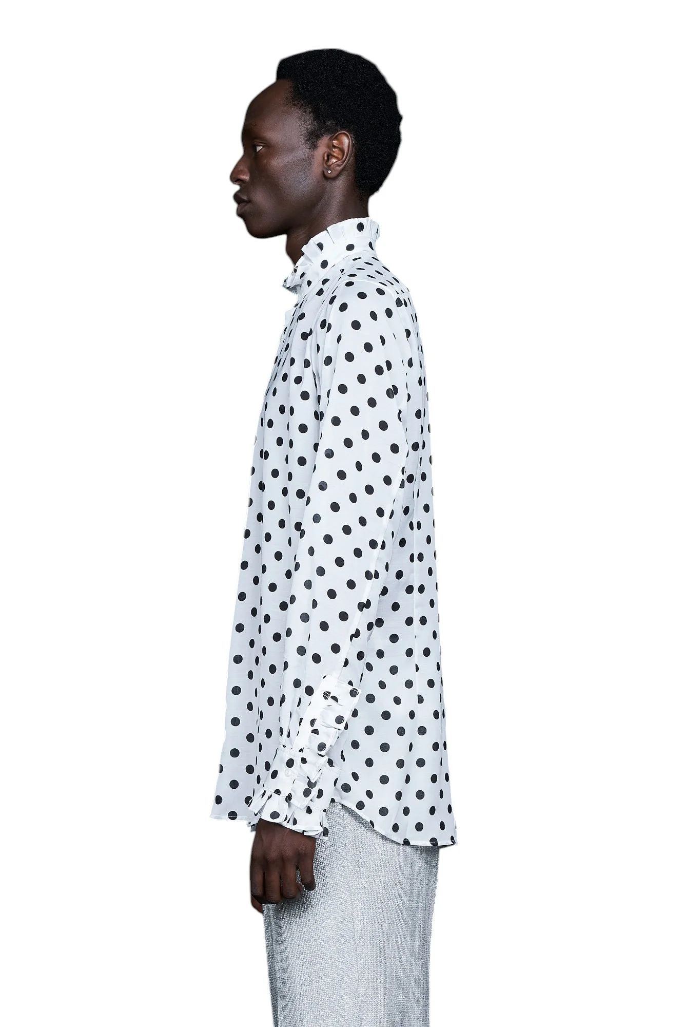 Big Dots Frill Shirt ビッグ ドット フリル ネック シャツ