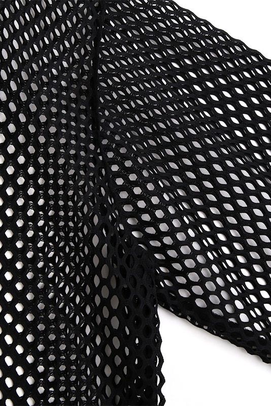 ボックスシルエット メッシュ プルオーバー BLACK