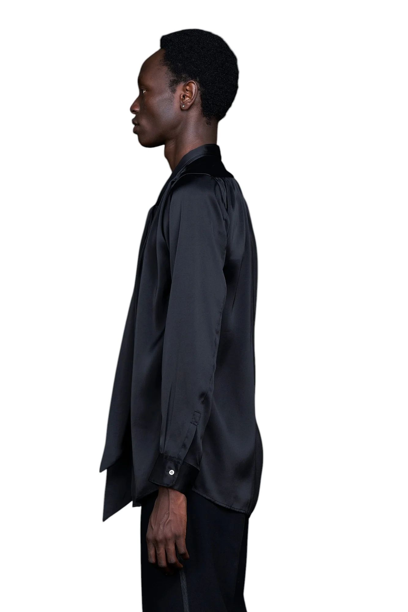 Vintage Satin Gather Ribbon Shirt ヴィンテージ サテン ギャザー リボンシャツ