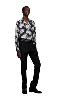 Pixel Flower Print Open Collar Shirt ピクセルフラワーオープンカラーシャツ