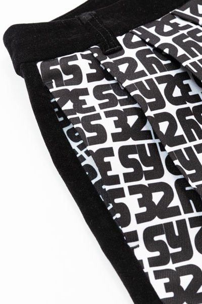 フロントプリーツ プリント スカート ブラック