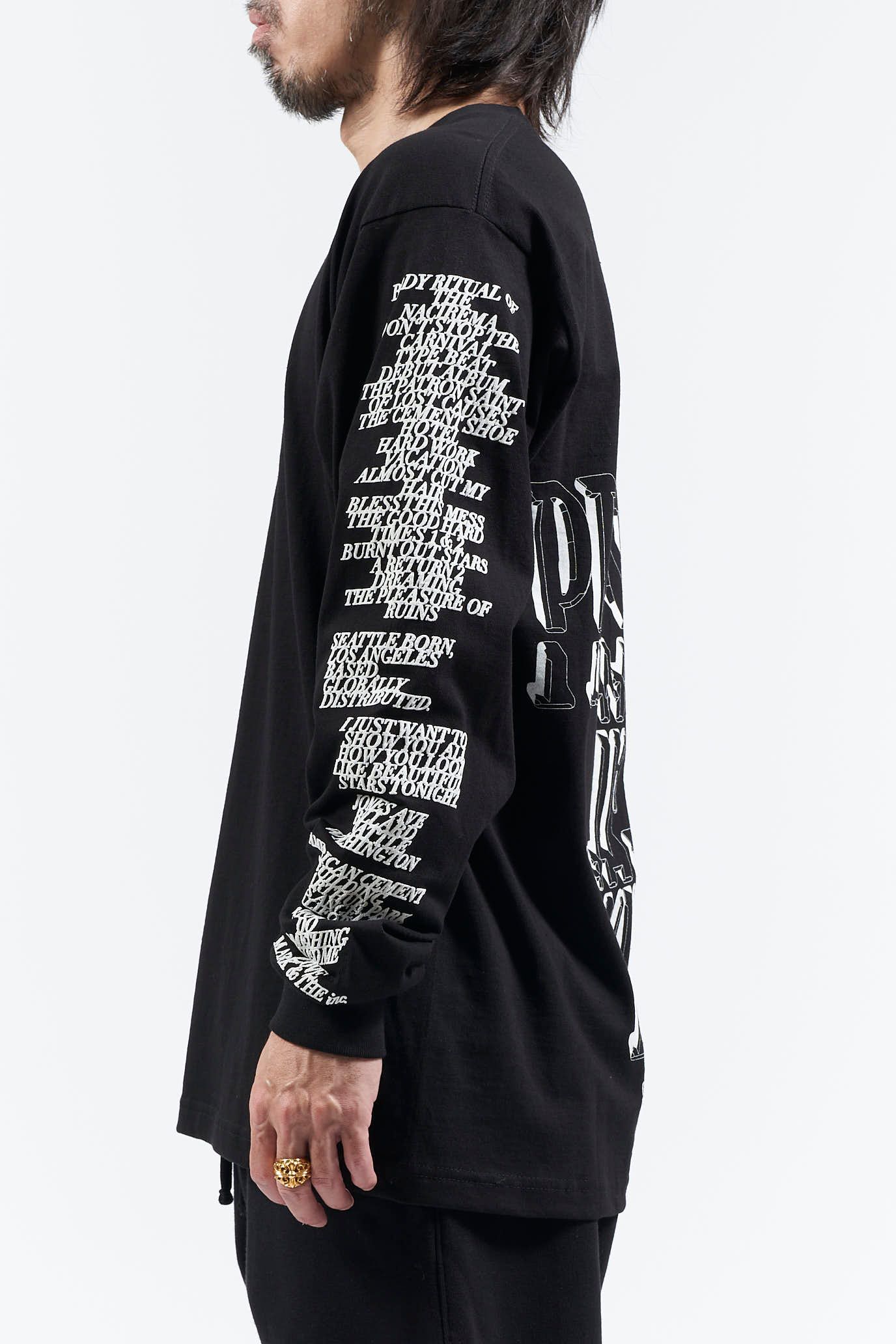 THE BLANK プリント 長袖 Tシャツ ブラック
