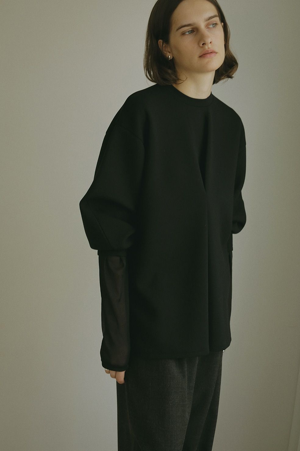 ウエスト タック カット トップス WAIST TUCK CUT TOPS ブラック