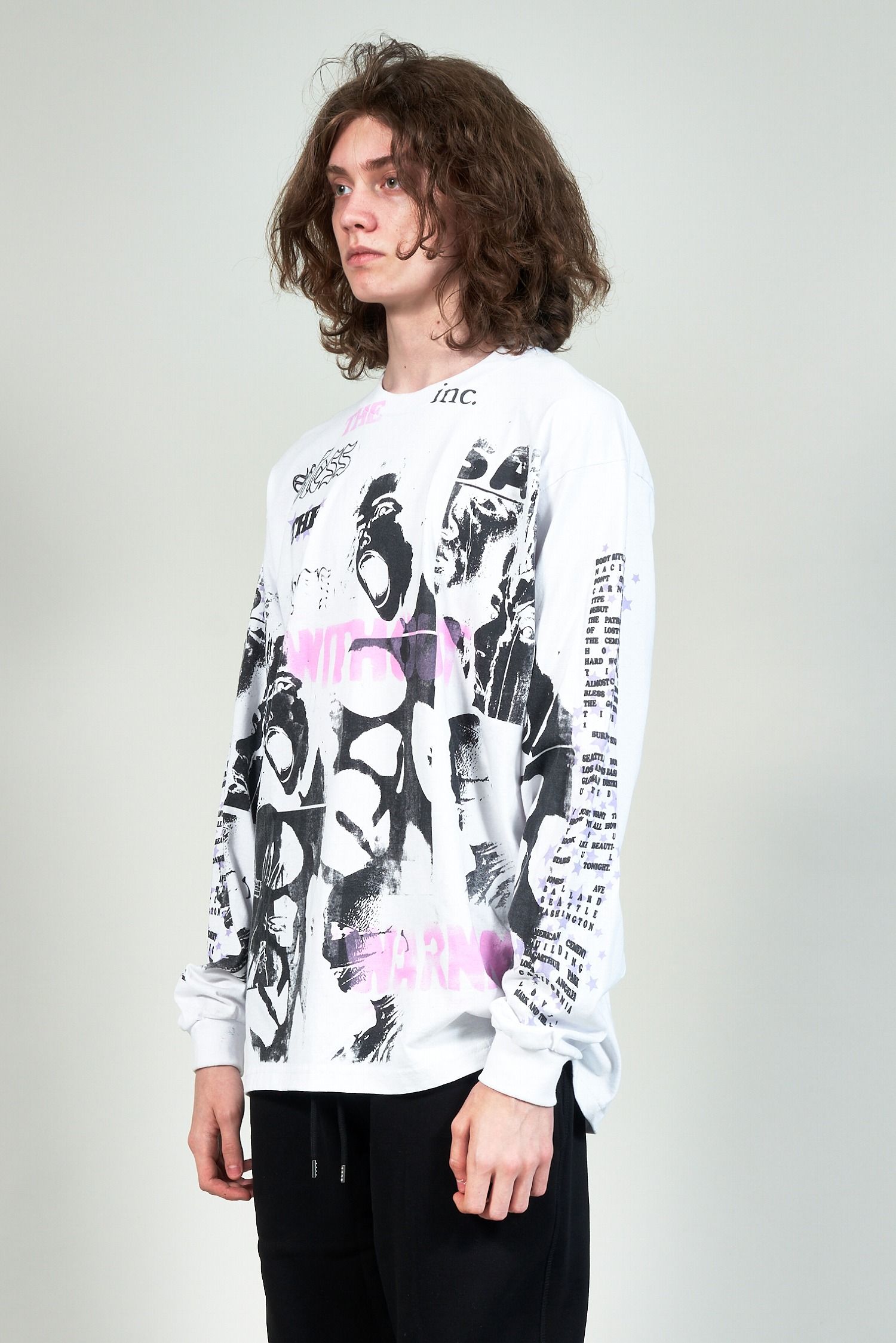 "TEST T" グラフィックプリント 長袖Tシャツ ホワイト (one and only)
