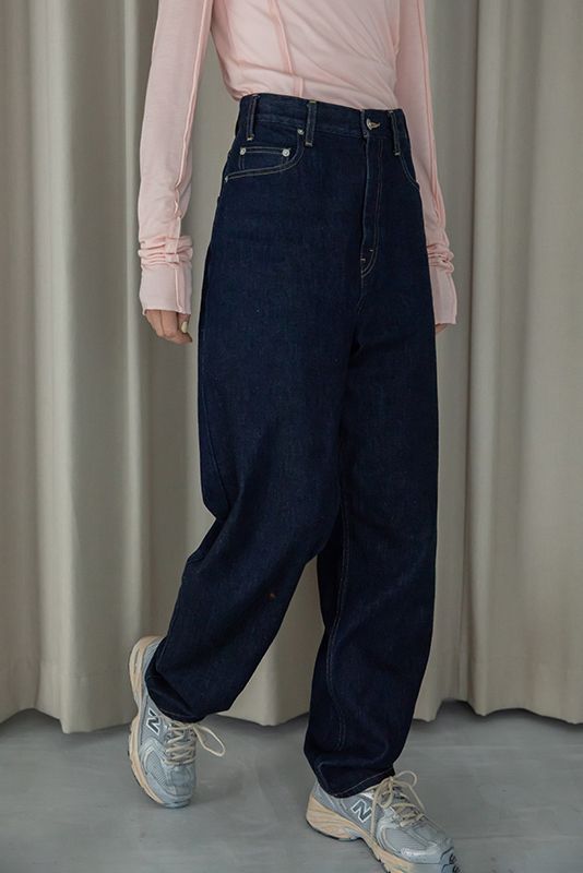 カービング デニム パンツ インディゴ