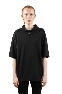 ドローコードモックネックTシャツ BLACK