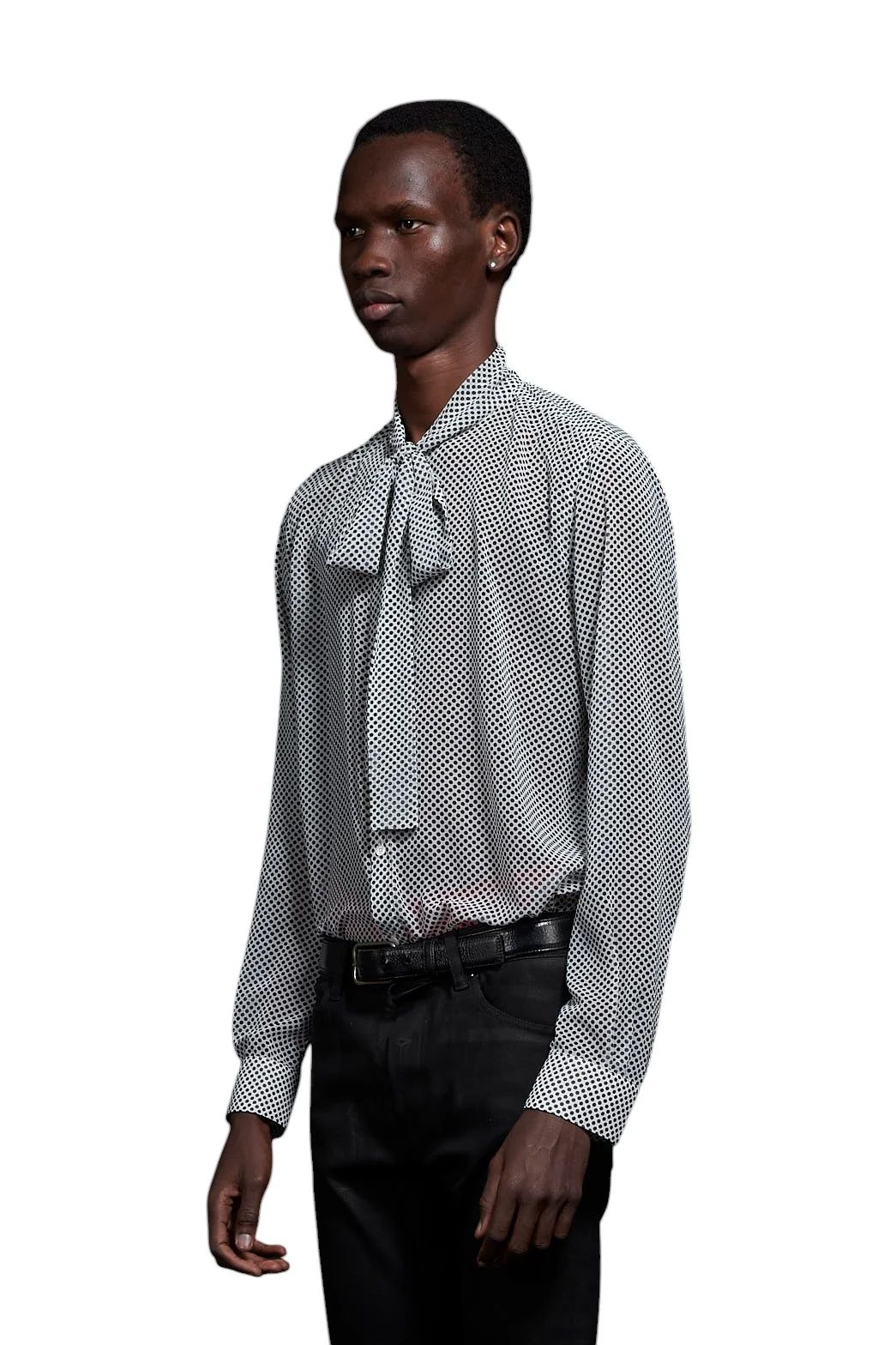 Over Dots tiny Ribbon Shirt オーバードットタイニーリボンシャツ