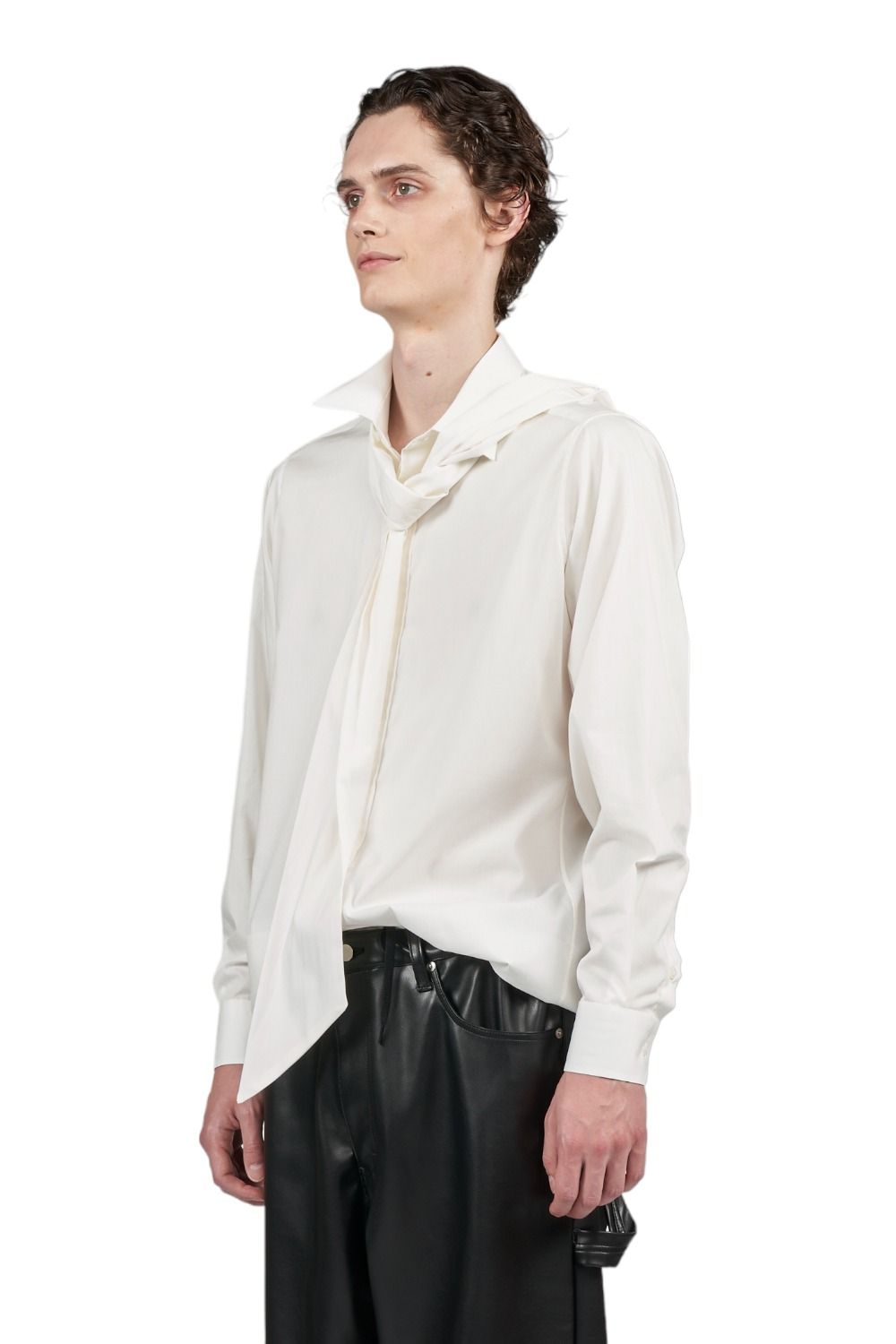 50's ブロードストレッチ レギュラーシャツ with ビッグボウタイ WHITE