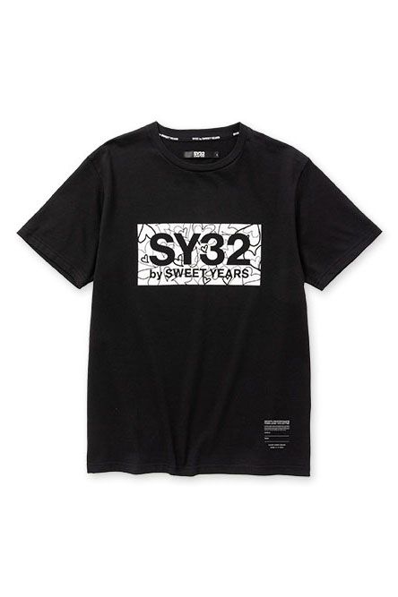 HEARTボックスロゴTシャツ ブラック×ホワイト