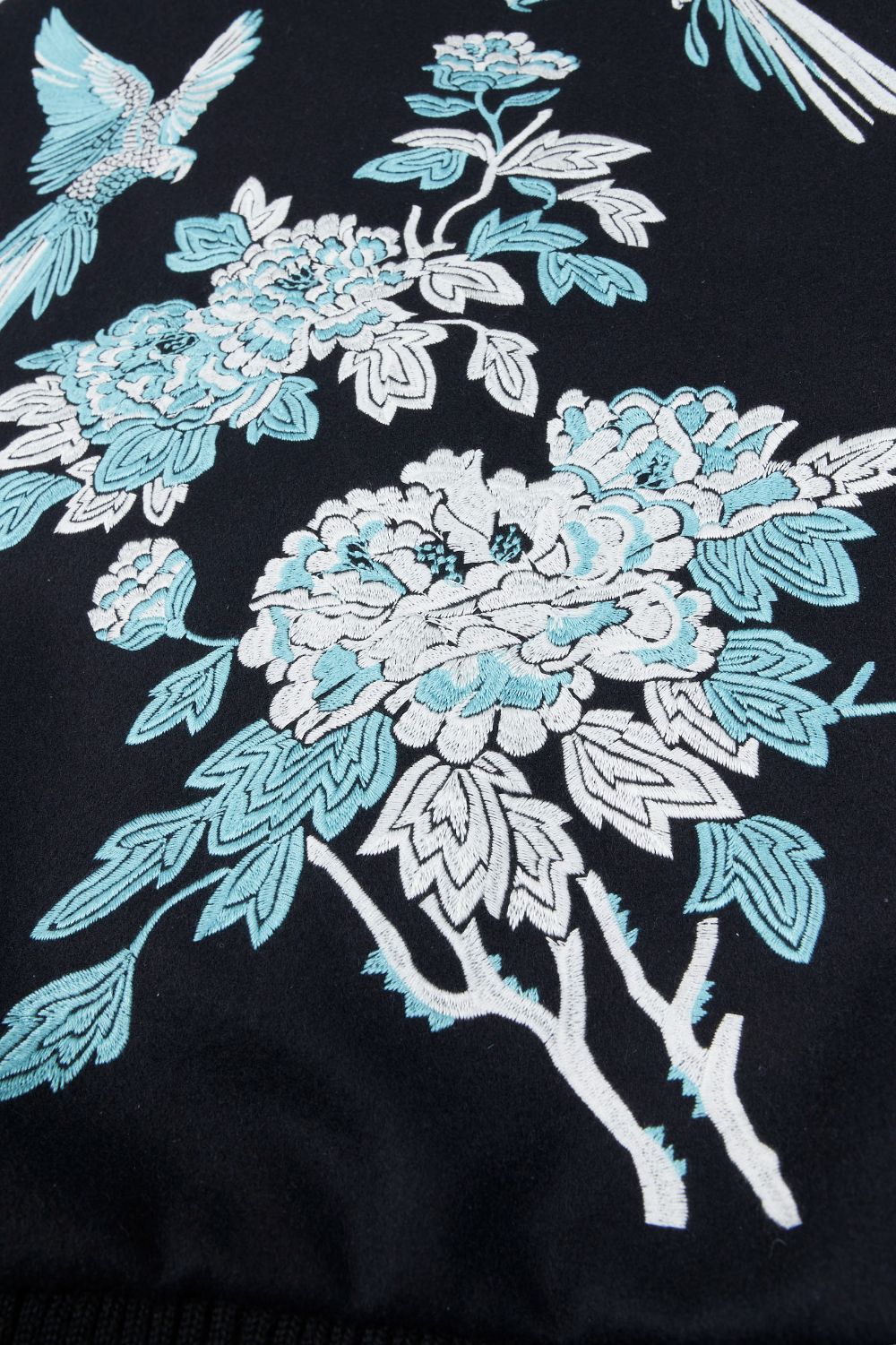 フラワー刺繍 レザー スタジャン ブラック