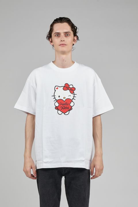 soulland×ハローキティ コラボ ハートプリント 半袖Tシャツ ホワイト