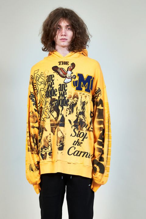 "TEST HOODY" グラフィックプリントパーカー イエロー (one and only)