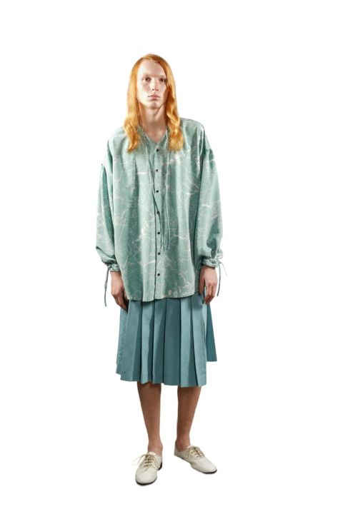 Painted Peach Faille Smock SH PALE BLUE スモック シャツ ペールブルー