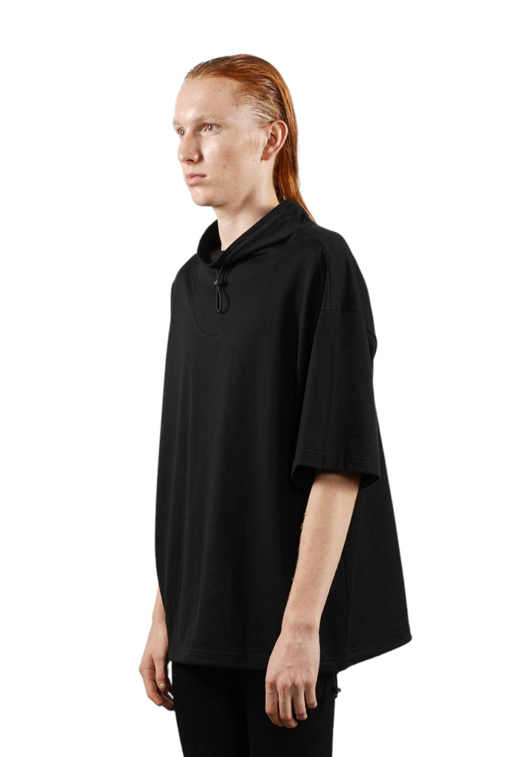 ドローコードモックネックTシャツ BLACK
