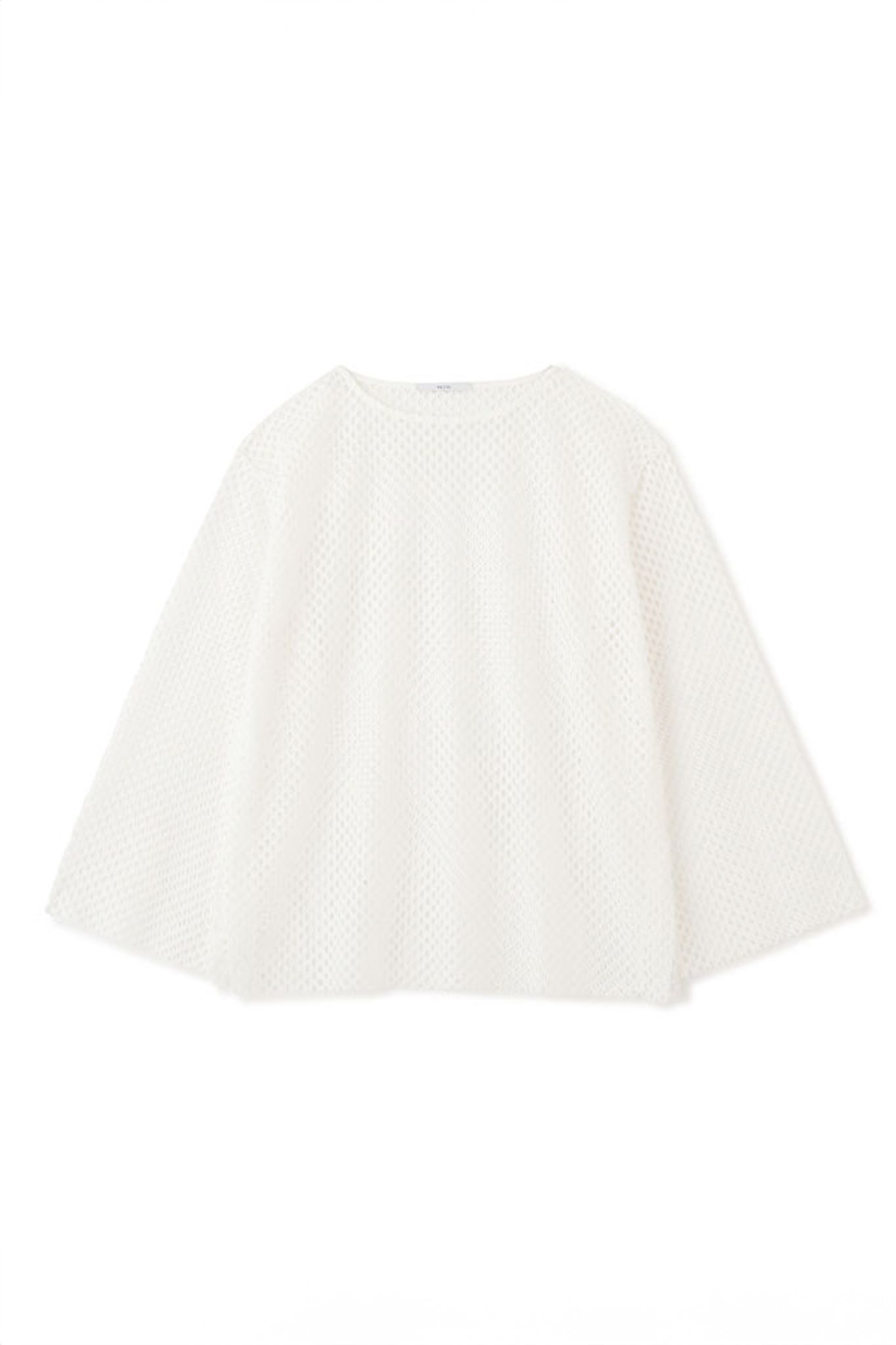 ボックスシルエット メッシュ プルオーバー WHITE