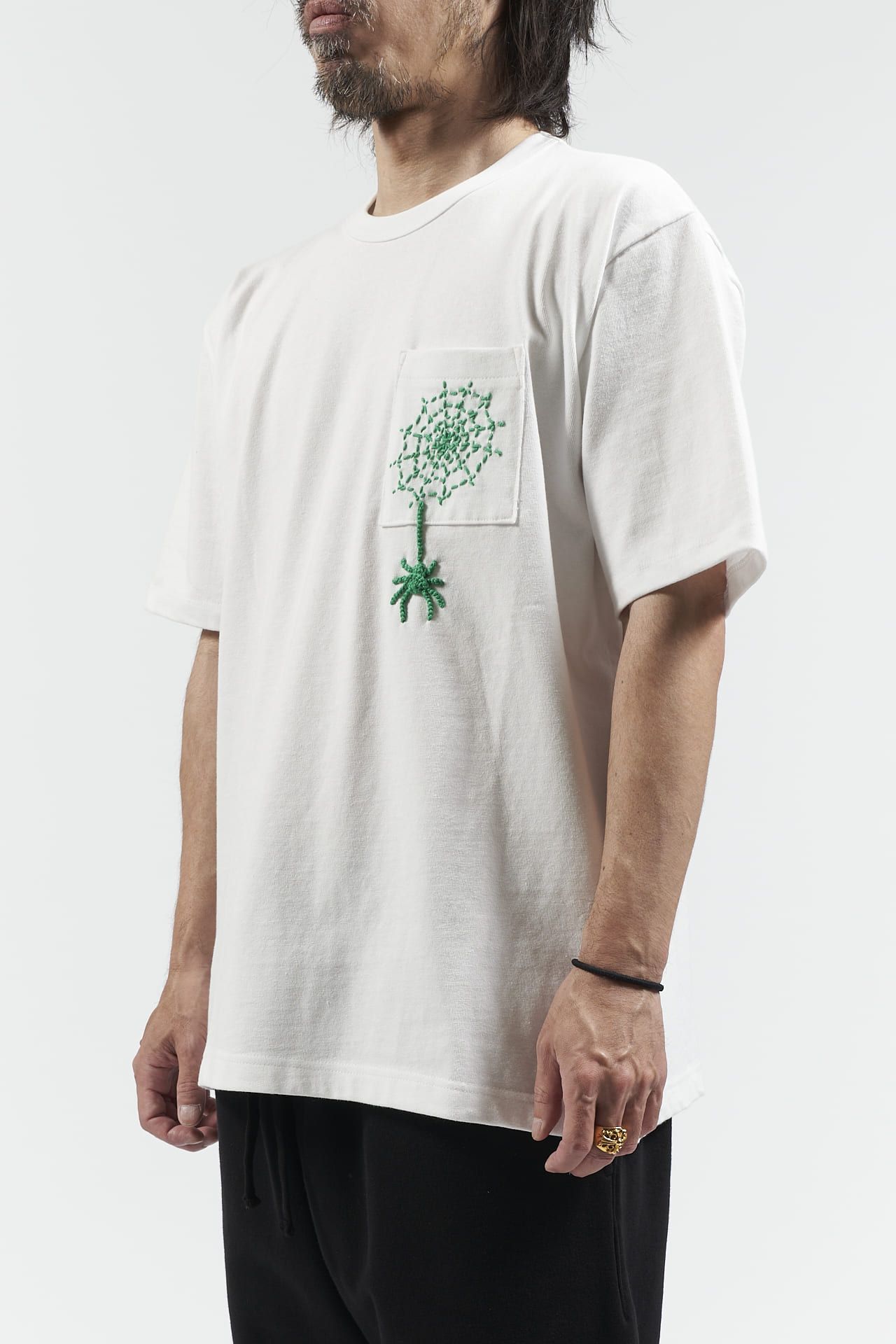 スパイダー ハンド刺繍 半袖 Tシャツ ホワイト