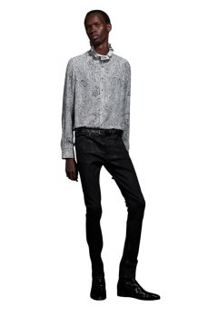 Matte Paisley Hi Neck Frill Shirt マットペイズリーハイネックフリルネックシャツ