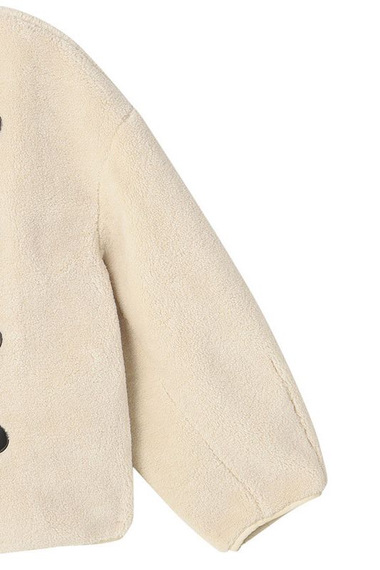 ノーカラー ボア ダッフル ジャケット ホワイト