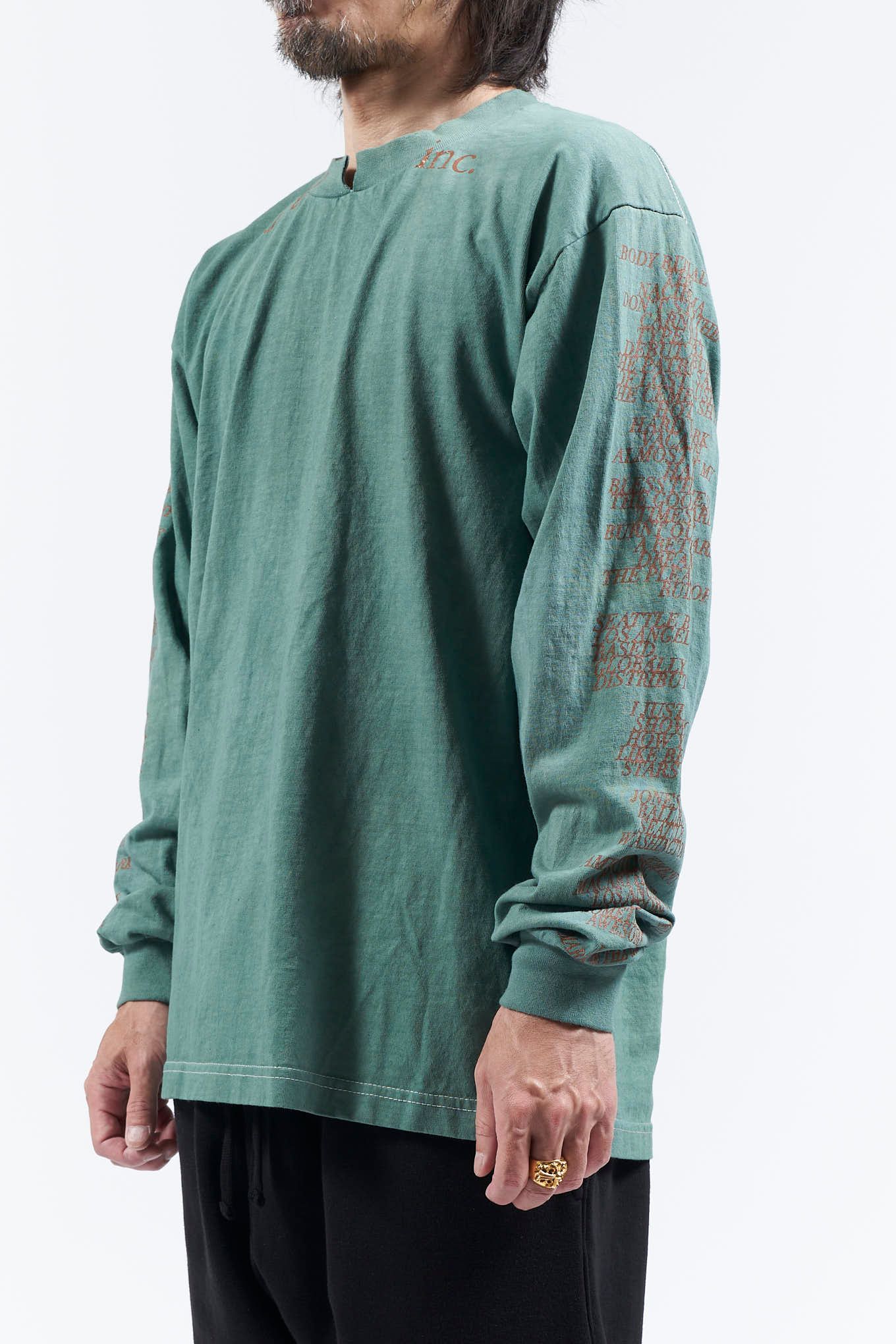 THE BLANK プリント 長袖 Tシャツ グリーン