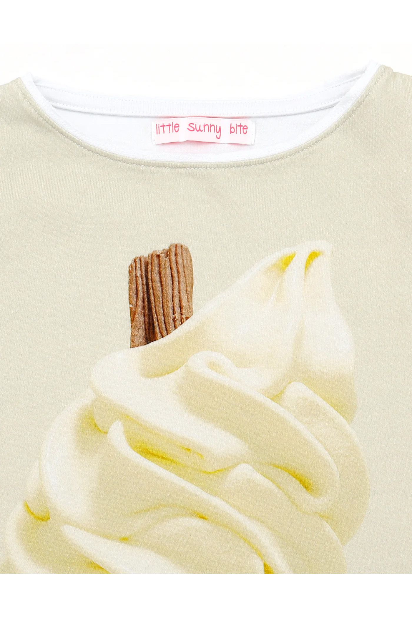 Luke Stephenson(ルーク・ステファンソン) × little sunny bite コラボ アイスクリーム プリント 長袖 Tシャツ ホワイト