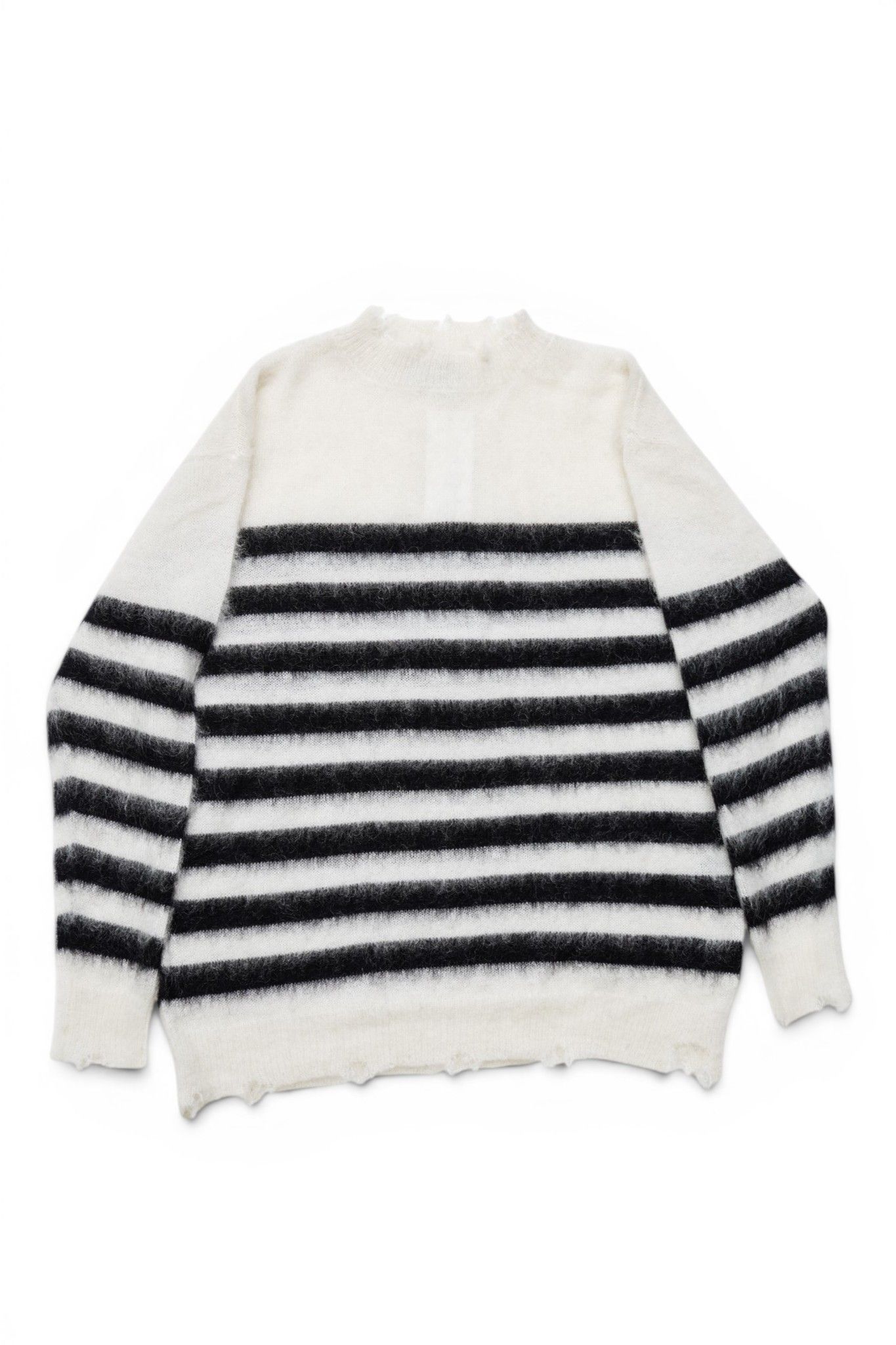 ランダム マリン ボーダーニット Random Marine Border Crashed Knit WHITE×BLACK