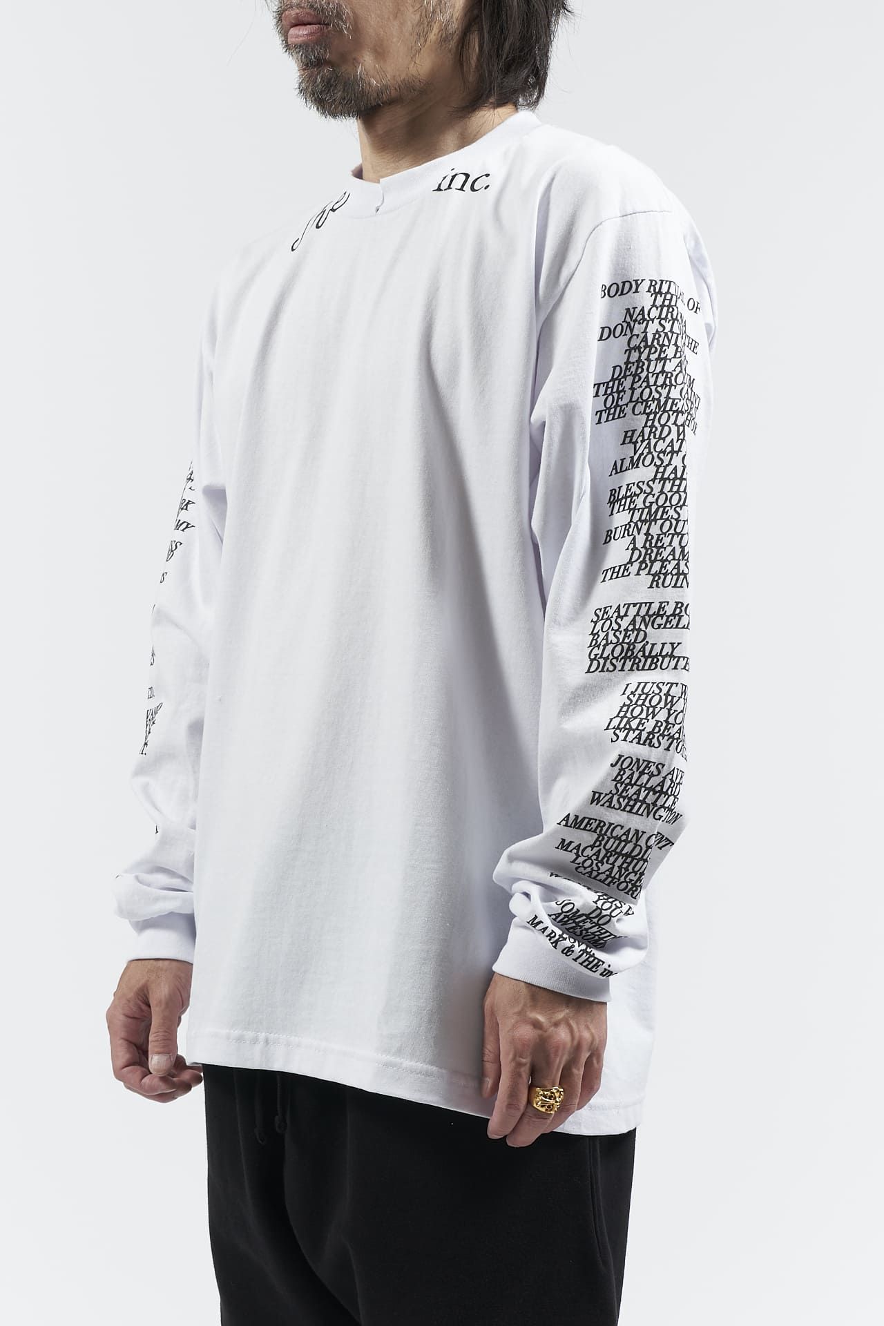 THE BLANK プリント 長袖 Tシャツ ホワイト