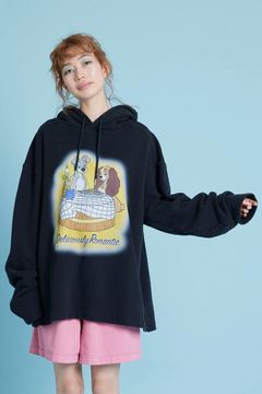 Disney × little sunny bite コラボ Lady and the Tramp(わんわん物語) スウェット プルオーバーパーカー ブラック