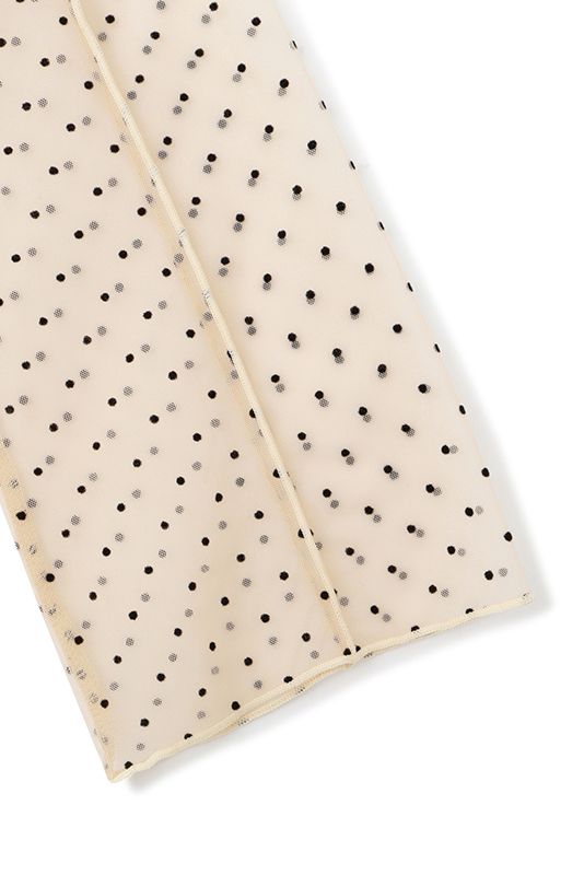 スタンドネック チュール ドット プルオーバー Beige