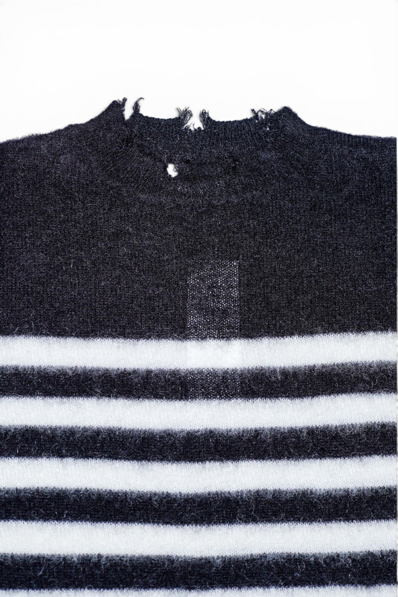 ランダム マリン ボーダーニット Random Marine Border Crashed Knit BLACKxWHITE