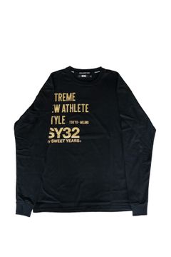 Listing Logo Long Sleeve Tee-shirt ブラック x ホワイト