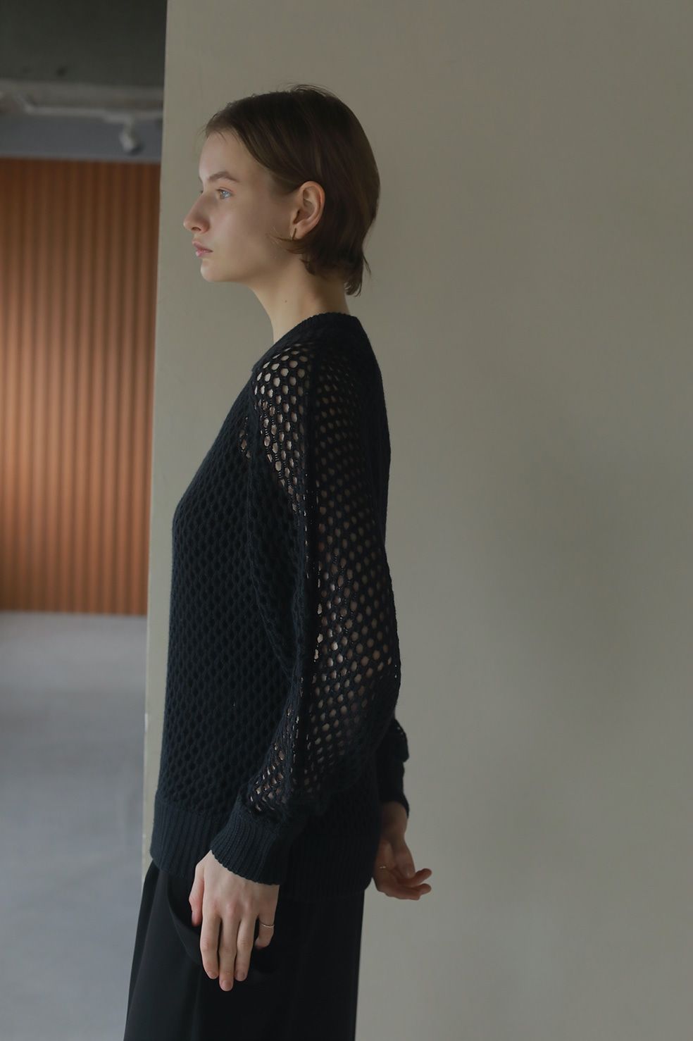 Mesh Knit Tops メッシュニット ブラック