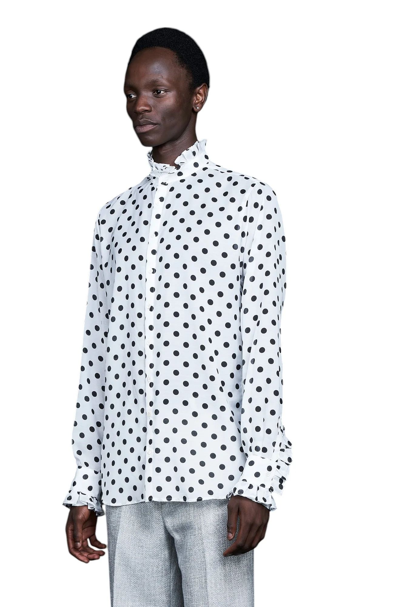 Big Dots Frill Shirt ビッグ ドット フリル ネック シャツ