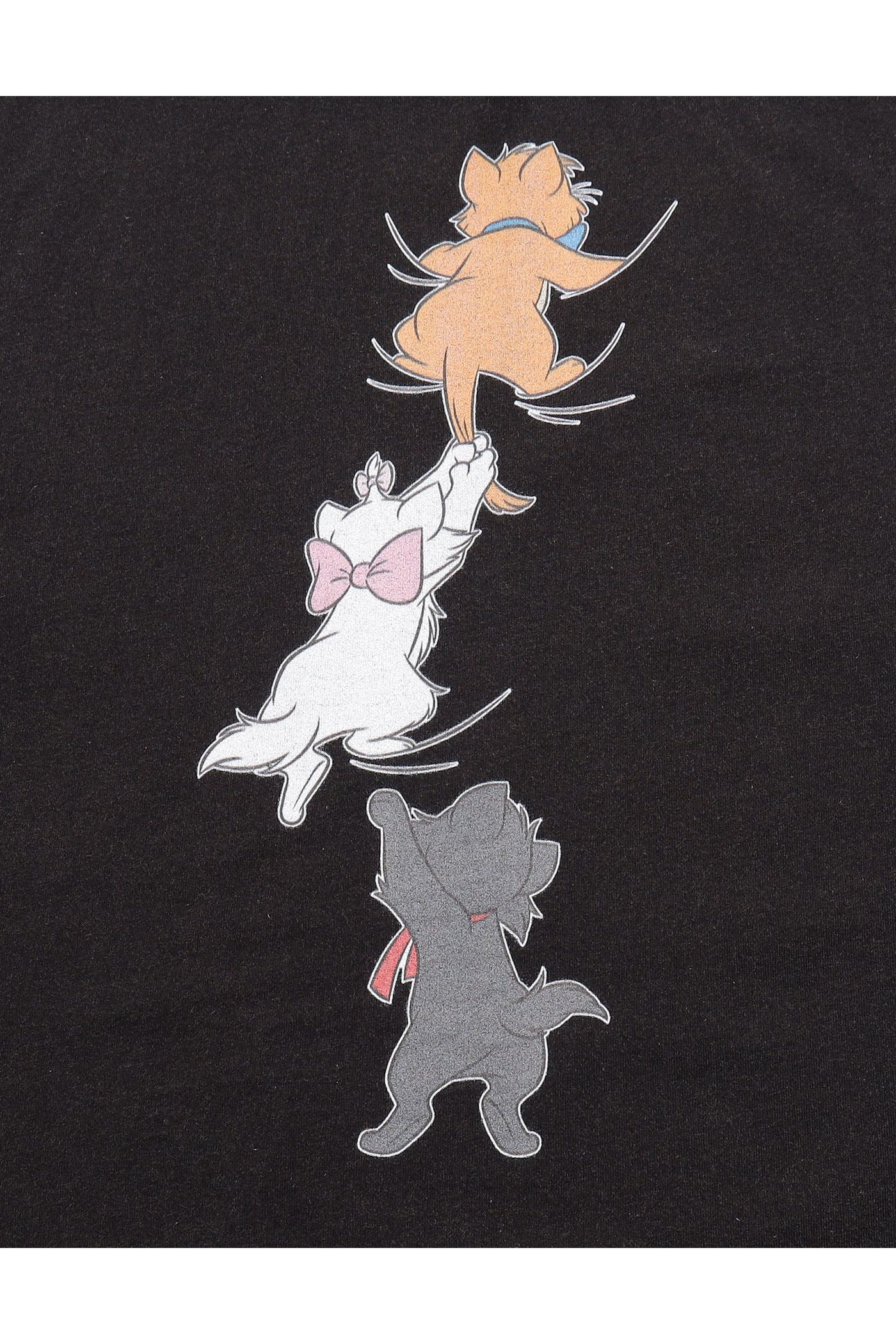 Disney × little sunny bite コラボ マリー プリント 半袖 ビッグTシャツ ブラック