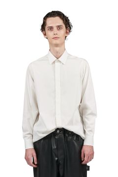 50's ブロードストレッチ レギュラー比翼シャツ WHITE