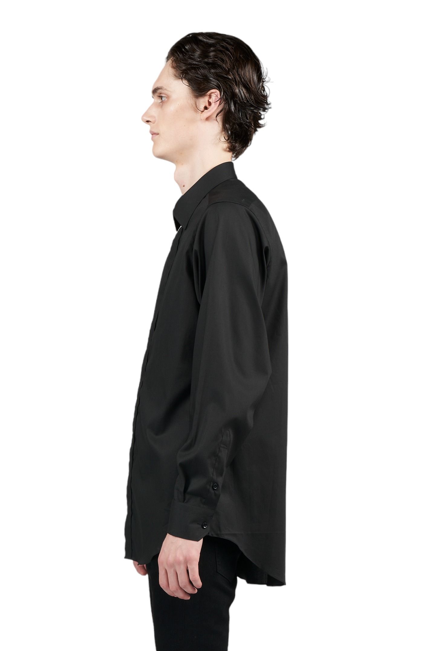 50's ブロードストレッチ レギュラー比翼シャツ BLACK