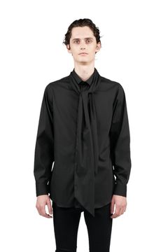 50's ブロードストレッチ レギュラーシャツ with ビッグボウタイ BLACK